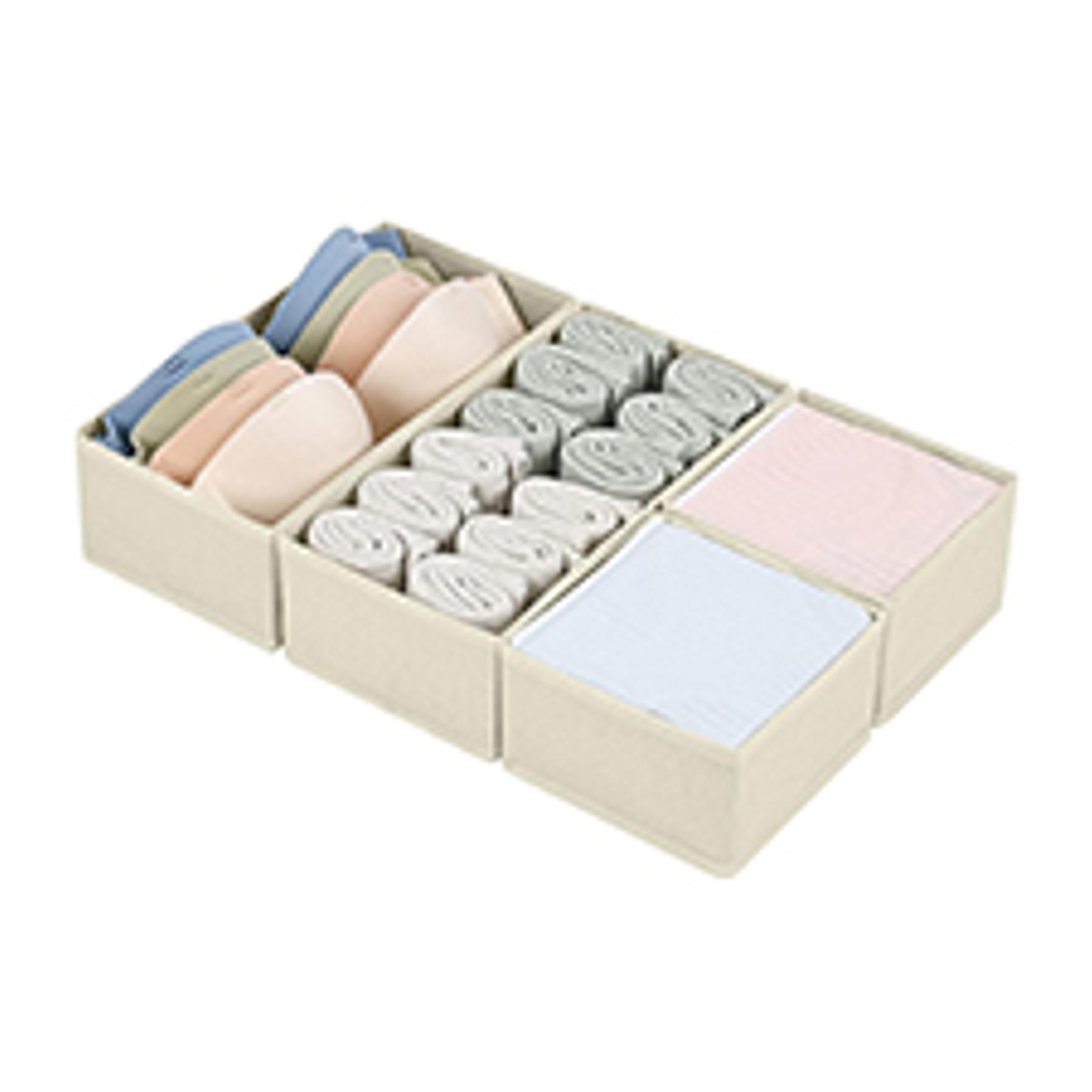 Drawer Organizer Clothes, 12 Pack Dresser Organizer, Foldable Closet Organizers and Storage, Fabric Dresser Bins, Drawer Dividers for Nursery, Baby Clothes, Underwears, Sock (Beige)