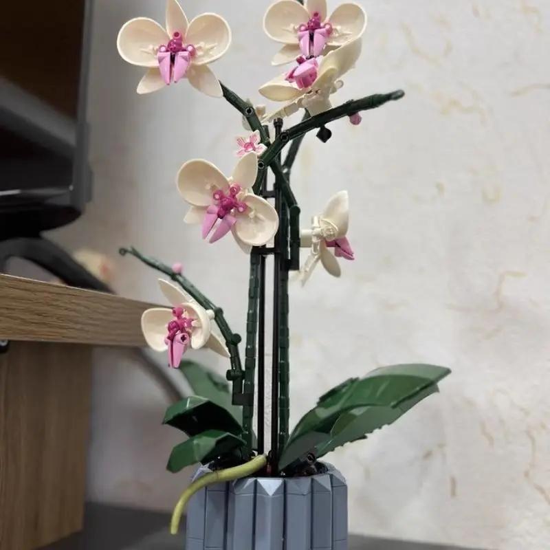 10311 Bouquet Of Artificial Flower Orchid Potted Plants Building Blocks Model Brick Moc Girls Toys DIY Blocks Mom Gift For Adults Birthday / Home Decoration Romantic Creative Gifts