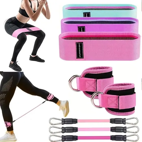 8pcs Yoga Resistance Bands Set for Leg and Hip Body Shaping, Multi-Level Tension with Ankle Straps, Durable Exercise Equipment for Home Fitness Workout Equipment
