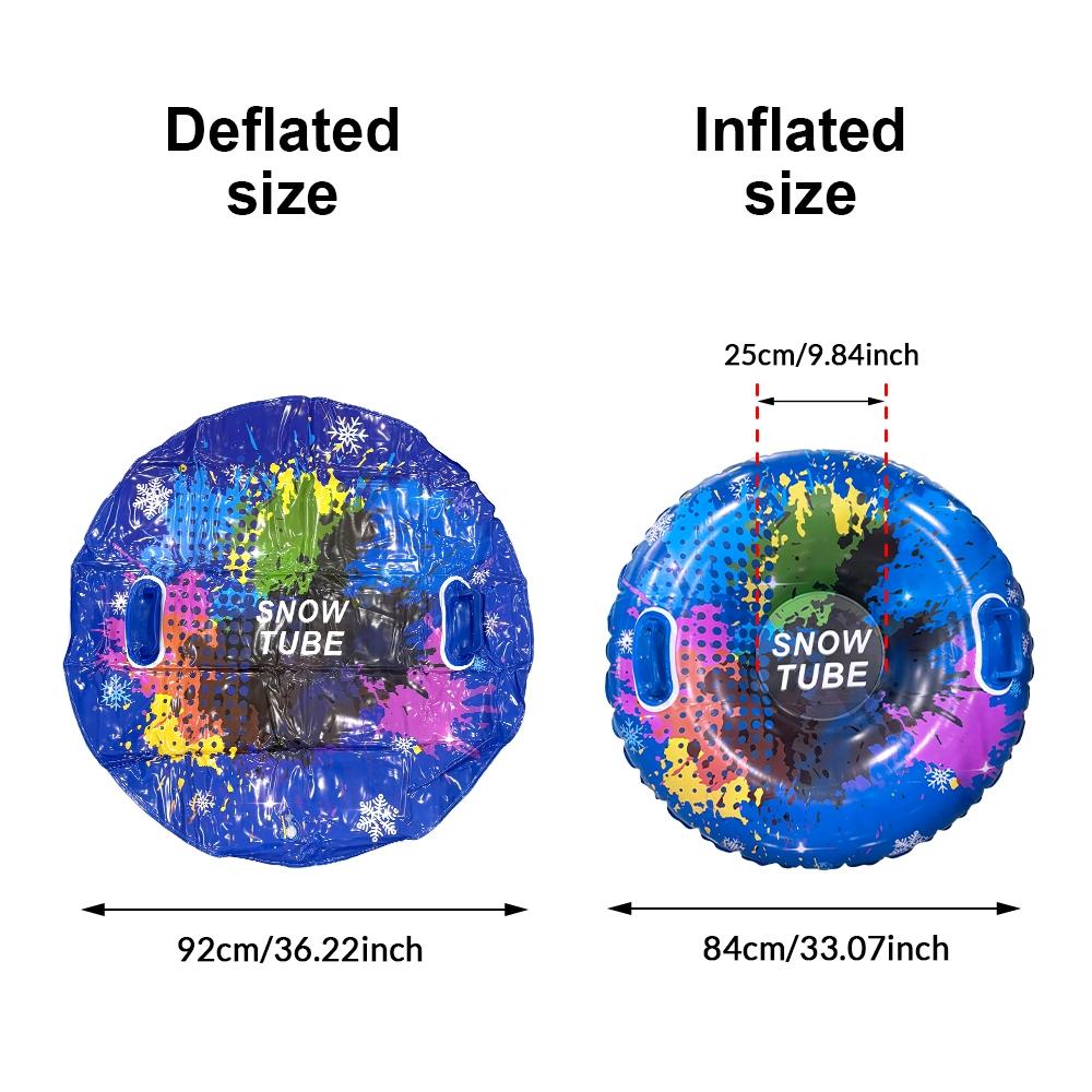 Snow Tube Set for Kids and Adults, Durable Inflatable Snow Sled with Hard Bottom and Handle, Perfect Winter Family Toy Gift