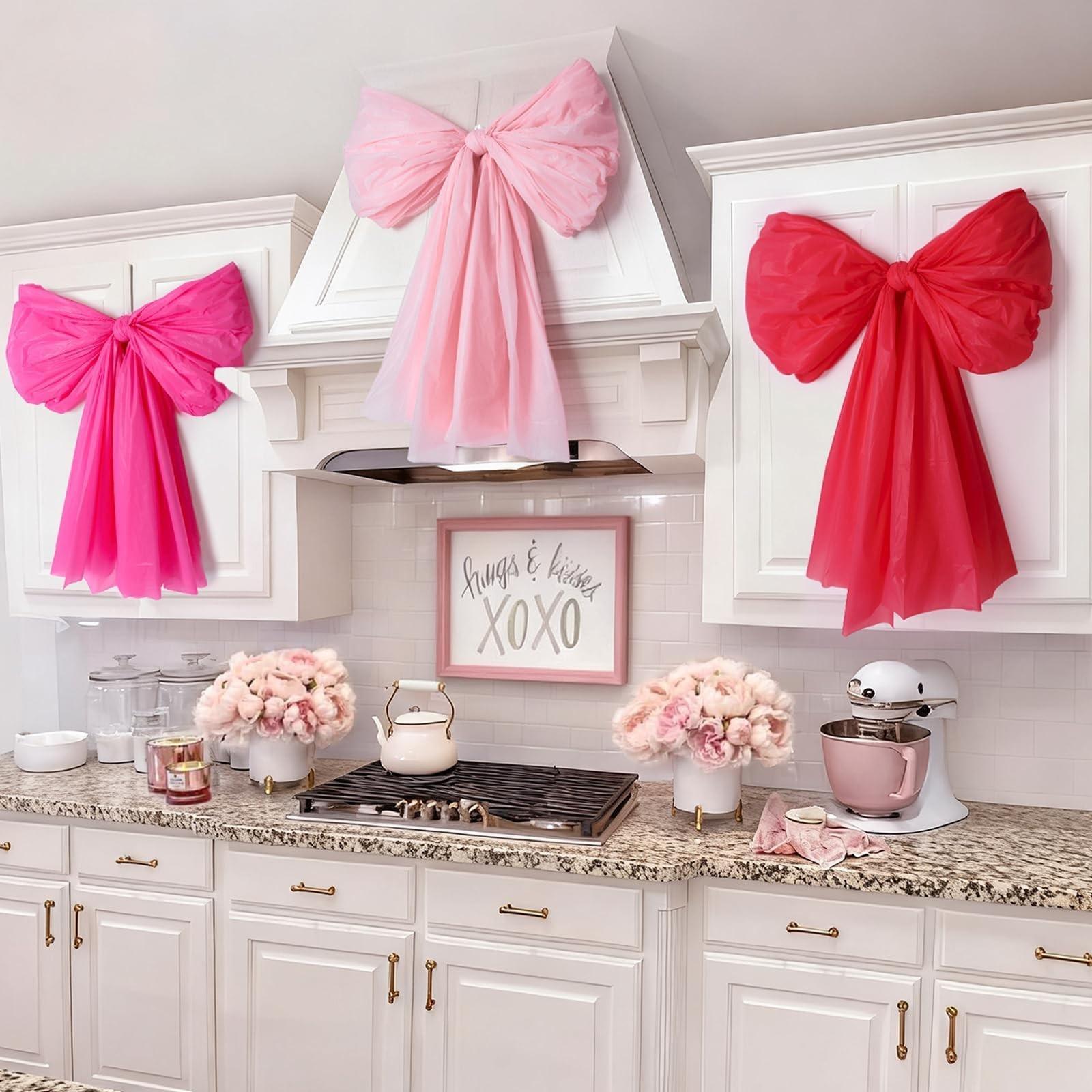 Valentine's Day DIY Decoration Set, Giant Wall Bow Decorations, Hanging Butterfly Knots for Home, Bedroom, Kitchen, Party, Office, Home Decor Ornaments