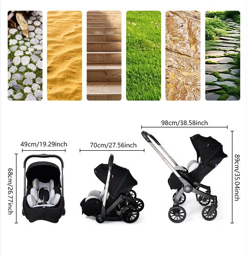 Premium Stroller | Adjustable Canopy | Compact, Foldable | Comfortable Stroller for Outdoor Baby Carports Bassinet Travel System