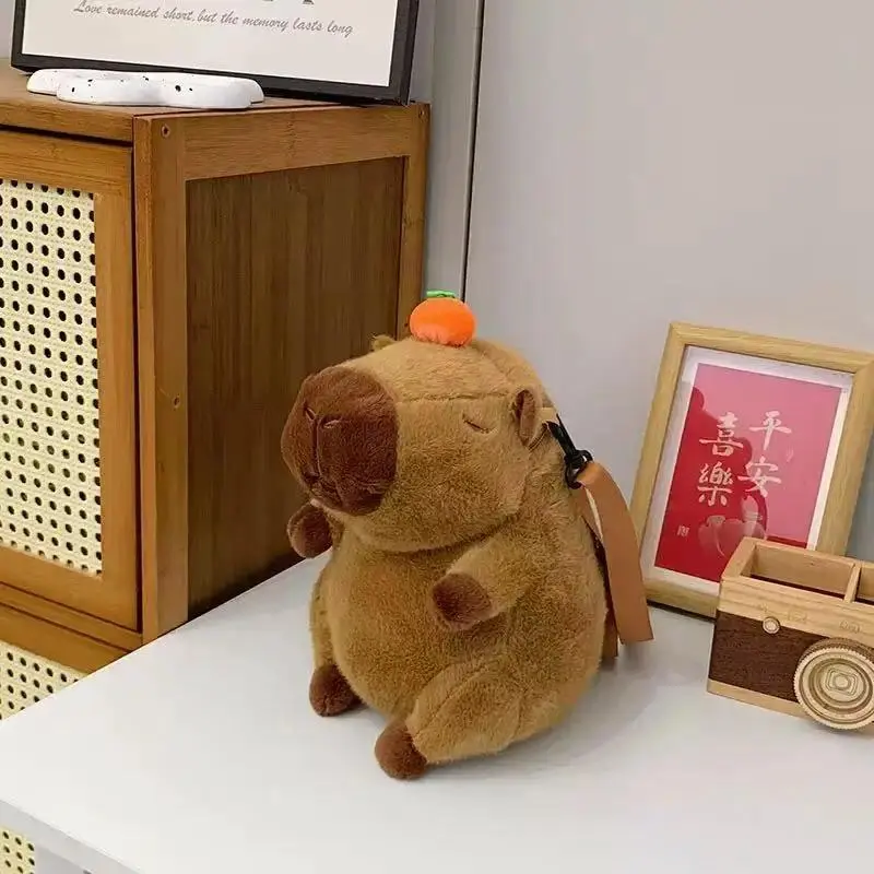 Capybara Plush Backpack Kawaii Fashion Plushie Doll Fur Pendant Children's Shoulder Bag Mini Knapsack Bags Gifts For Girlfriend