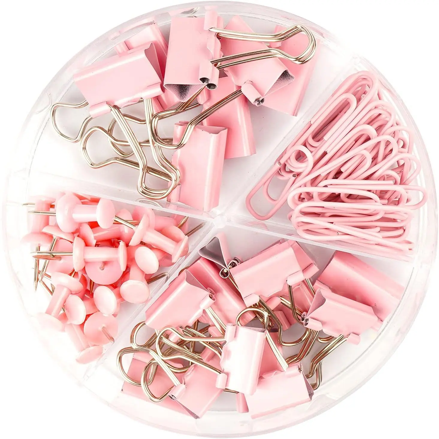 97 count Office Supplies for Women, Paper Clips, Binder Clips and Push Pins Set, Paperclips Thumb Tacks School and  Desk Supplies, Desk Organized ()