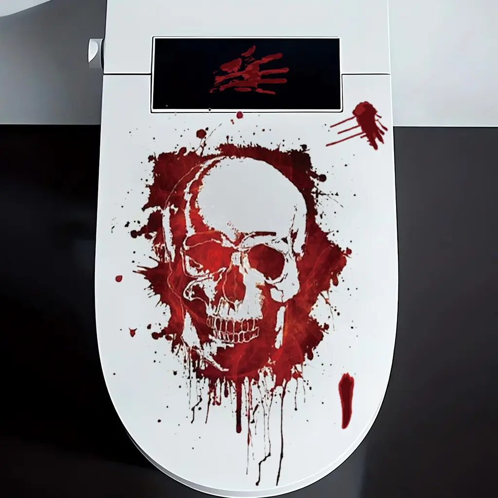 1 Set, 1 Pcs Halloween Dark Gothic style Bloody Skull Decorative Stickers, suitable for home decoration such as bathrooms, living rooms, toilets, etc., self-adhesive and detachable PVC material, Halloween decoration