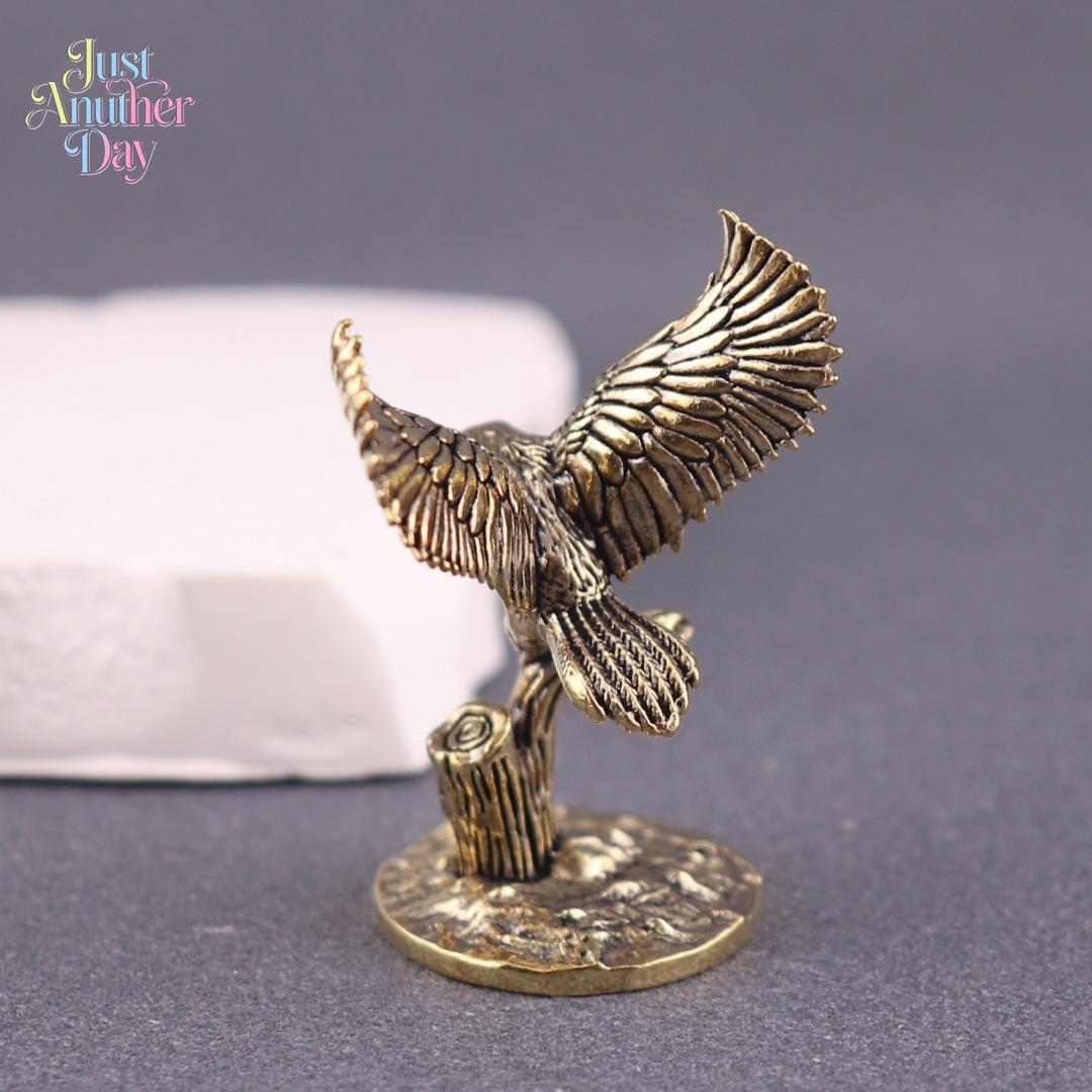 Vintage Brass Owl Figurine on Branch, Mini Copper Owl Statue, Handcrafted Metal Sculpture for Home, Desk & Office Decor