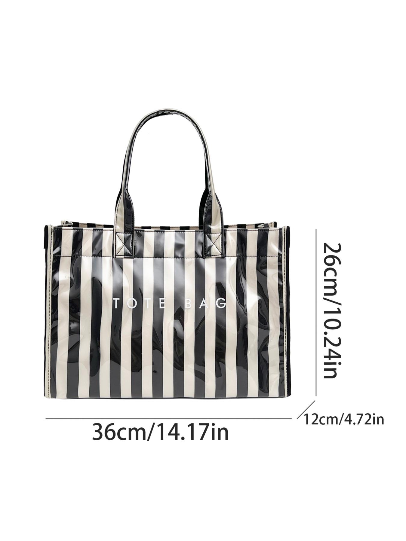 Fashion Multi Color Striped Women Tote Bag Minimalist Style PVC Shoulder Bag Daily Commute Shopping All Match Ladies Handbag For Work Daily Travel Shopping