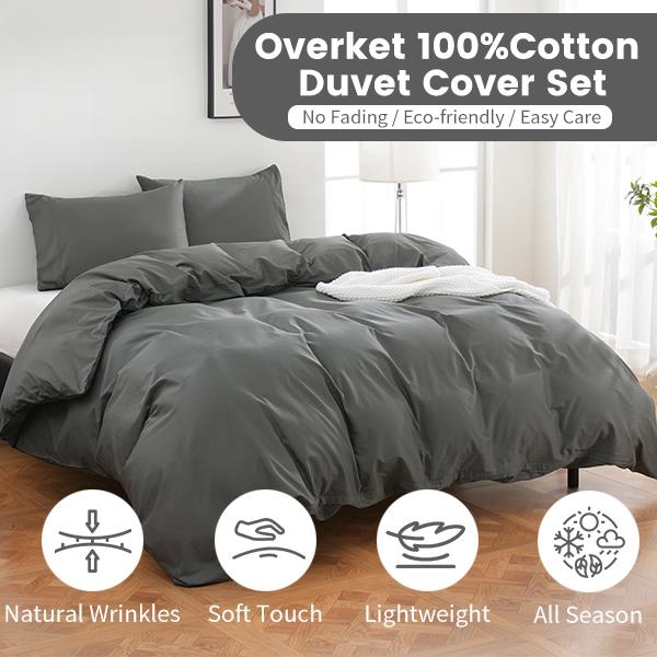 Bedlifes 100% Organic Cotton Soft & Breathable Hotel Duvet Cover 4 Sizes 3-Piece Set Includes 1 Duvet Cover with Zipper & 2 Pillowcases ,Comforter Not Included for Valentines Day
