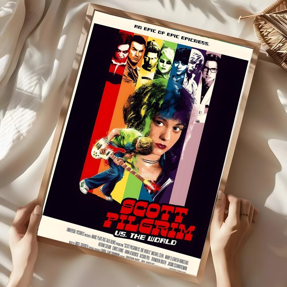 S-Scott P-Pilgrim vs. the World Poster Illustrations Wall art print art suitable for living room bedroom bar parlor home decoration gift  Custom Photo Poster  Personalized Wall Art