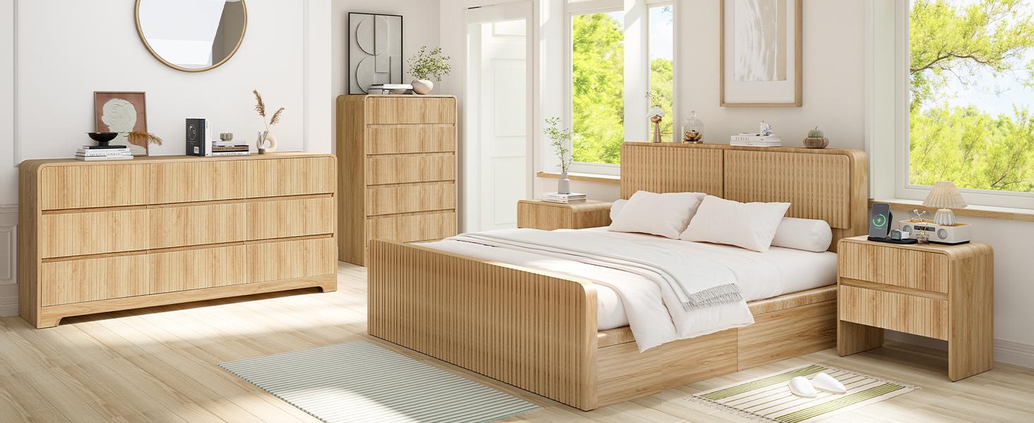 Giratree 45" Tall Mid Century Modern 5-Drawer Dresser, Curved Wood Storage Cabinet for Bedroom & Living Room, Stylish Vertical Organizer Giratree 45" Tall Mid Century Modern 5-Drawer Dresser, Curved Wood Storage Cabinet for Bedroom & Living Room, Stylish Vertical Organizer