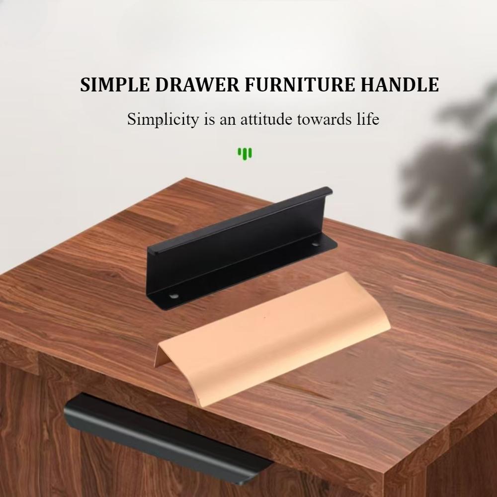 4PCS Zinc metal wardrobe drawer hardware kitchen embedded cabinet handle invisible finger edge door handle invisible handle Goldne / Black