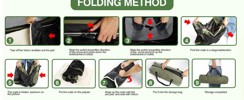 Collapsible Travel Dog Crate for Medium Large Dogs, Portable Oxford Cloth Dog Crate 4-Door Foldable Soft Kennel with Chew-Proof Mesh Windows for Indoor & Outdoor Travel,with Storage Bag,Green