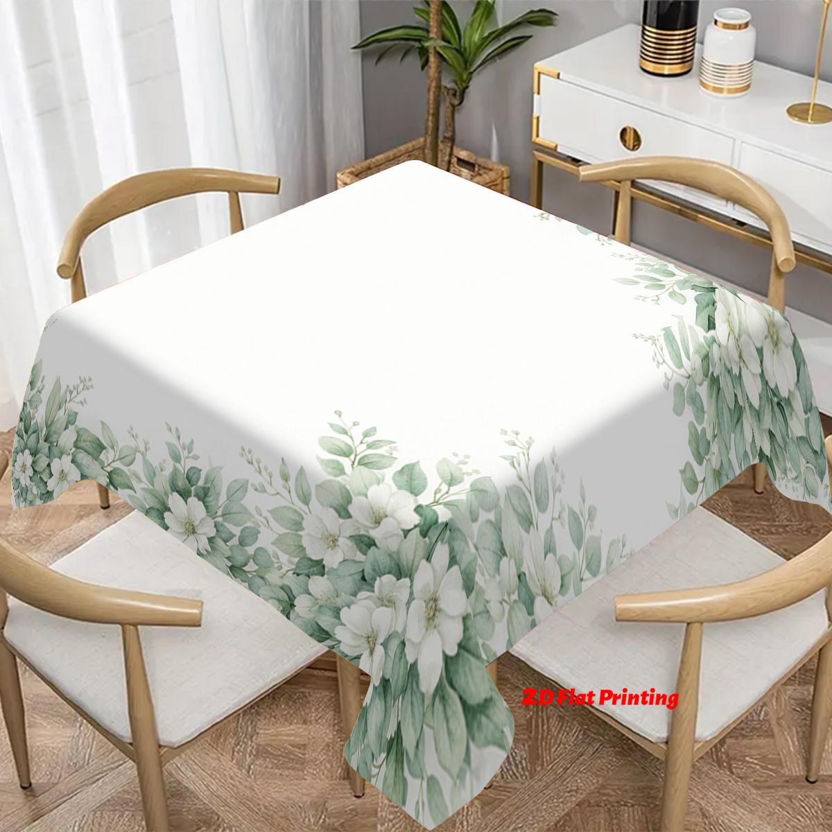 Leaf Design Rectangular Tablecloth, Spring Theme Seasonal Table Cover, Ideal for Easter & Holiday Parties, Home Decoration