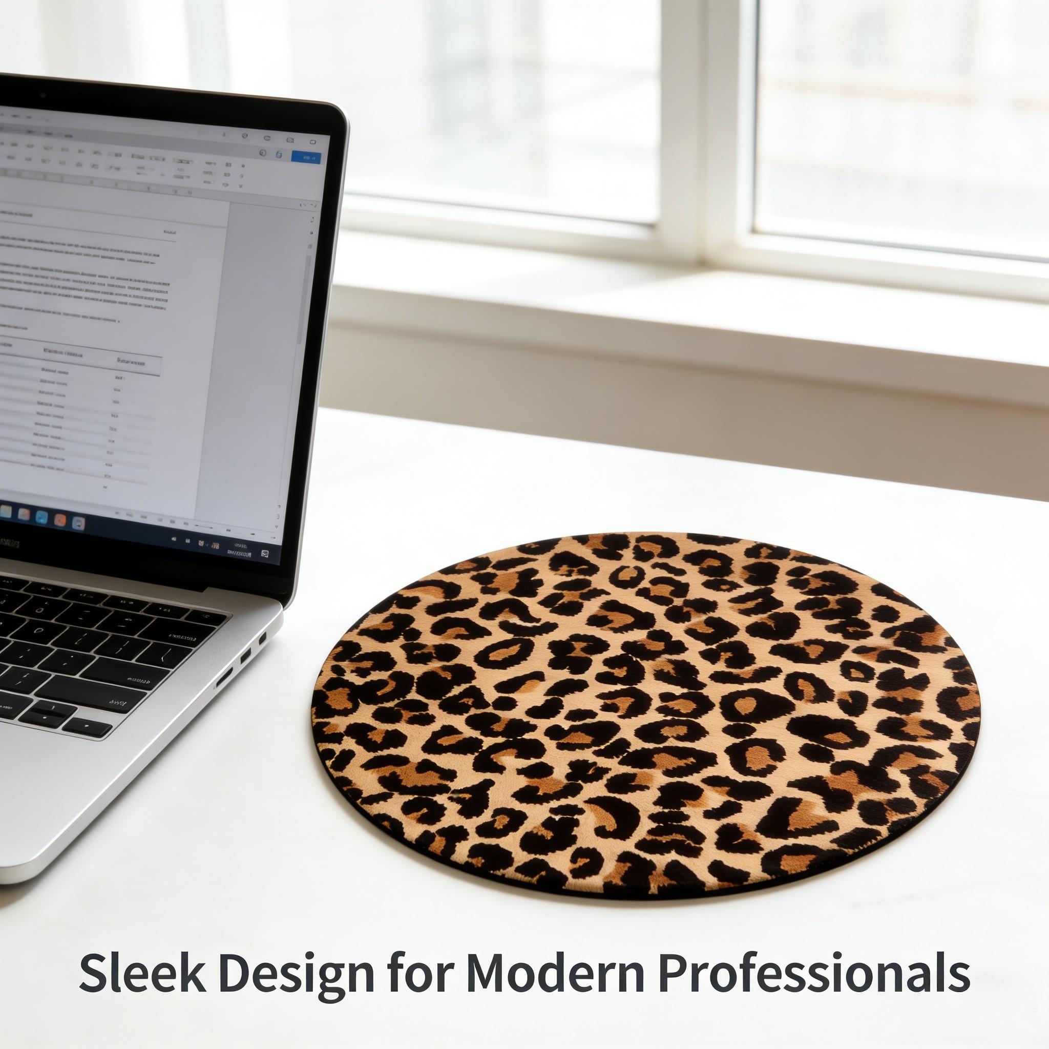 Fashion Leopard Print Round Mouse Pad, Non-Slip Rubber Base, Small Desktop Mat for PC/laptop, Gaming/mouse Pad, Gift for Women, 7.87 Inches