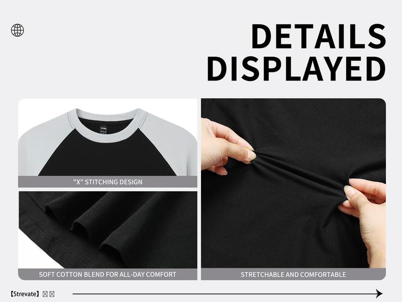 STREVATE Mens 3 Pack Long Sleeve Muscle Longline T Shirts,Menswear Casual Tshirt Tops