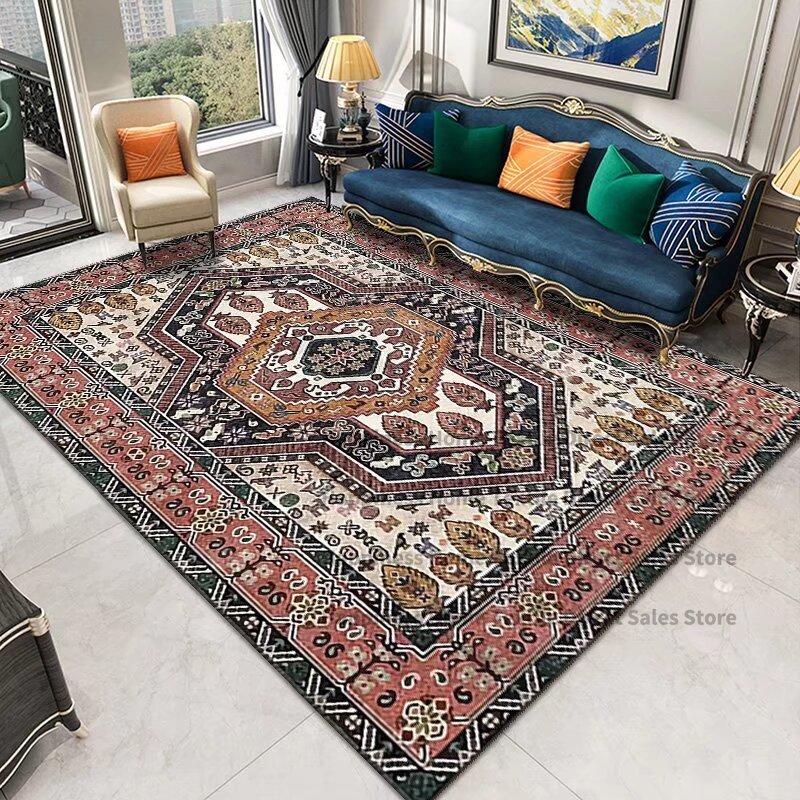 Vintage Persian Medallion Flannel Area Rug - Traditional Oriental Boho Print Soft Mat for Living Room, Non-Slip Ethnic Home Decor #VintagePersianRug #OrientalMedallionMat #BohoEthnicDecor #TraditionalCarpet #NonSlipFlannelRug