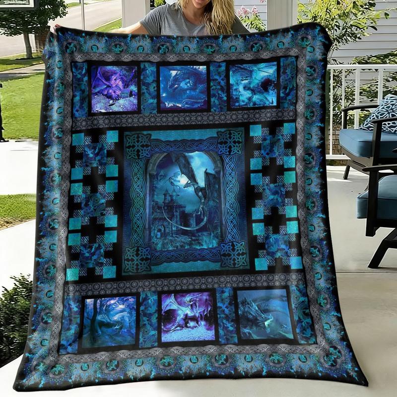 Global Use Deep Sea Secret Patchwork Blanket, Flannel Throw, Suitable for All, Essential Daily Business Item, Fits 197 Countries