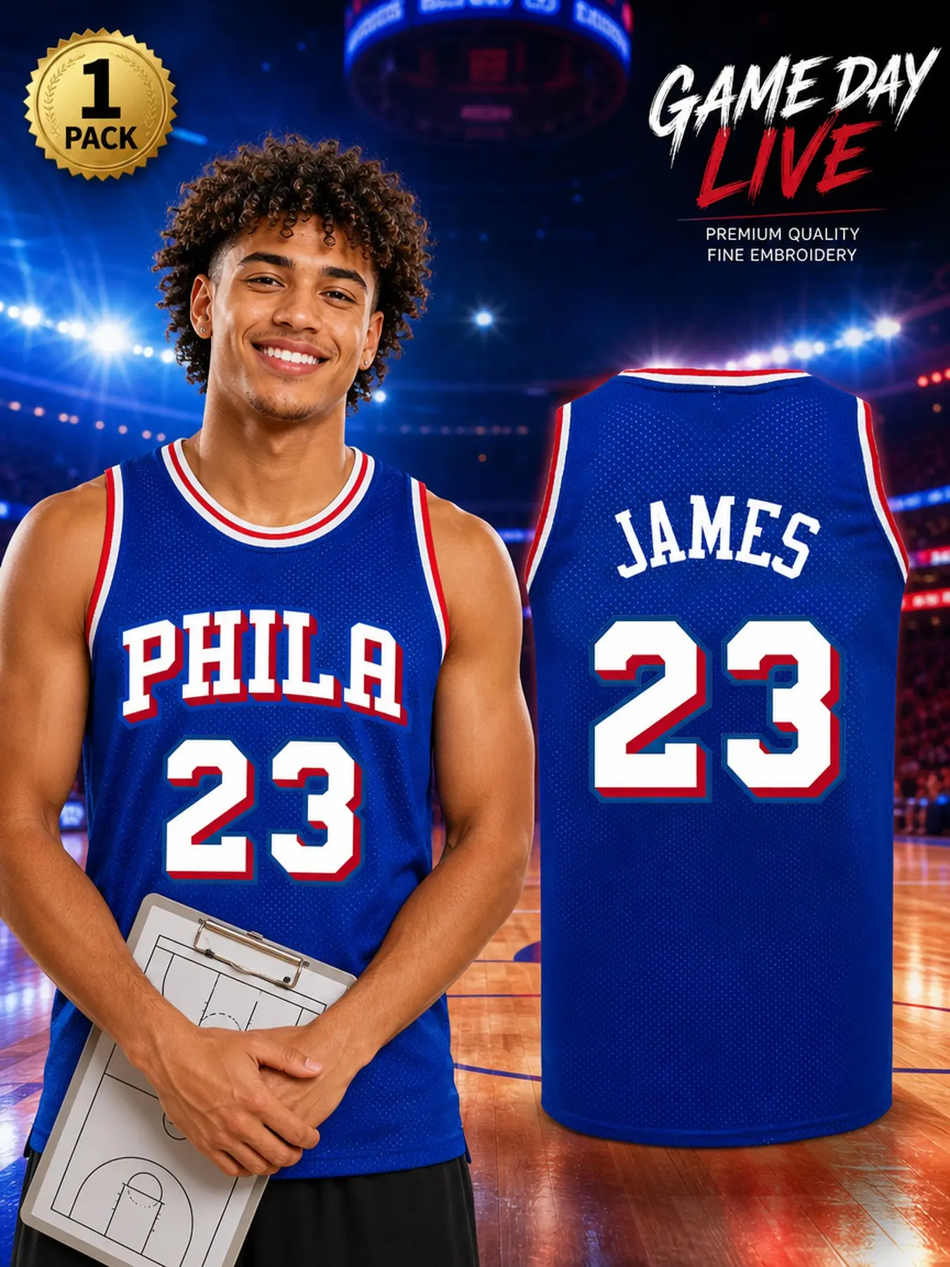 Men's #23 Philadelphia Basketball Jersey, Embroidered Letters and Number Loose Breathable Tank Top,Comfortable Casual Sports Vest, Unisex, All Seasons