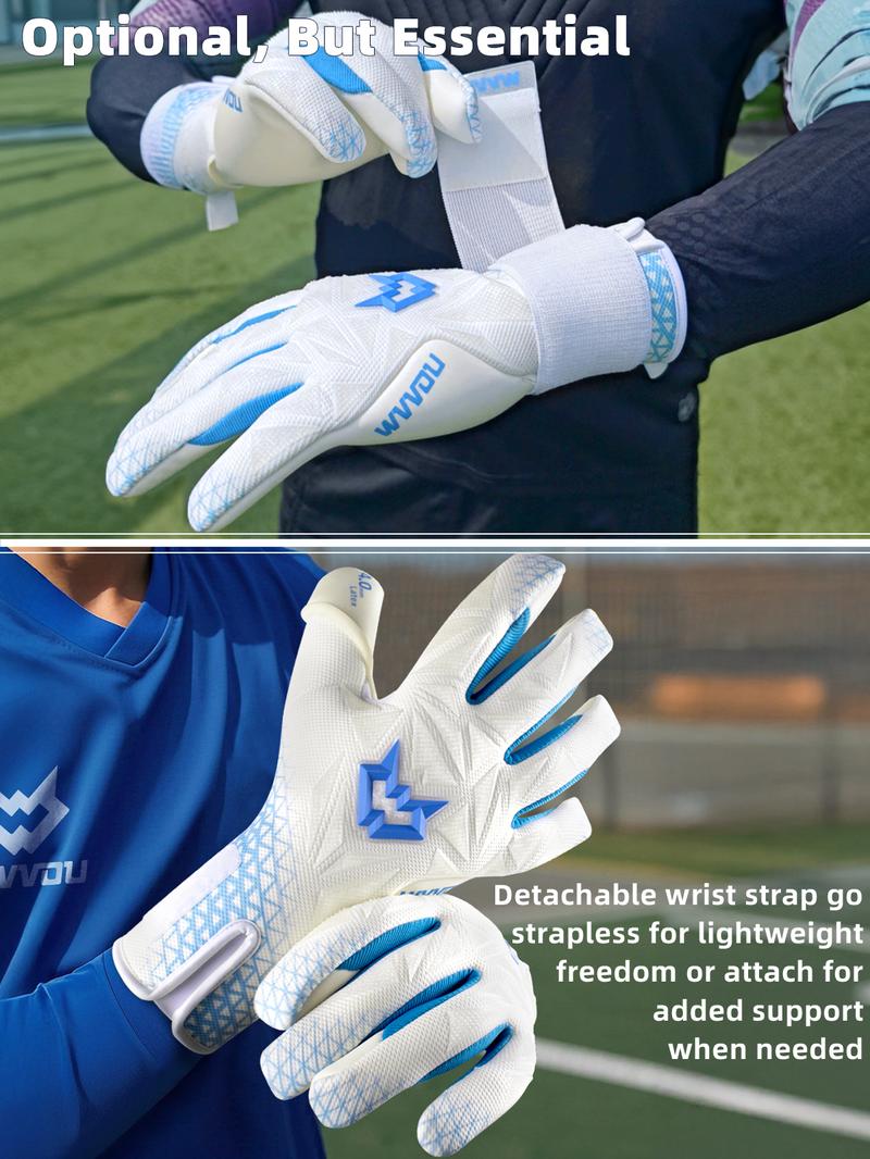 WVVOU Soccer Goalie Gloves for Adults and Youth, Professional Goalkeeper Gloves, Breathable Soccer Gloves, High Performance Guantes De Portero with 4+3mm Sticky Super Grip Latex Palm，Breathable,Professional,Soccer,Goalie,Gloves Football Equipment
