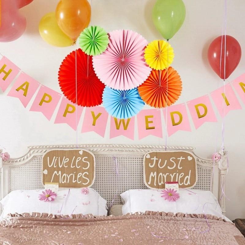 6pcs/set Background Wall Decoration Paper Fan Flowers, Store Opening Backdrop, Birthday Party Decorations, Independence Day Festival Hangings