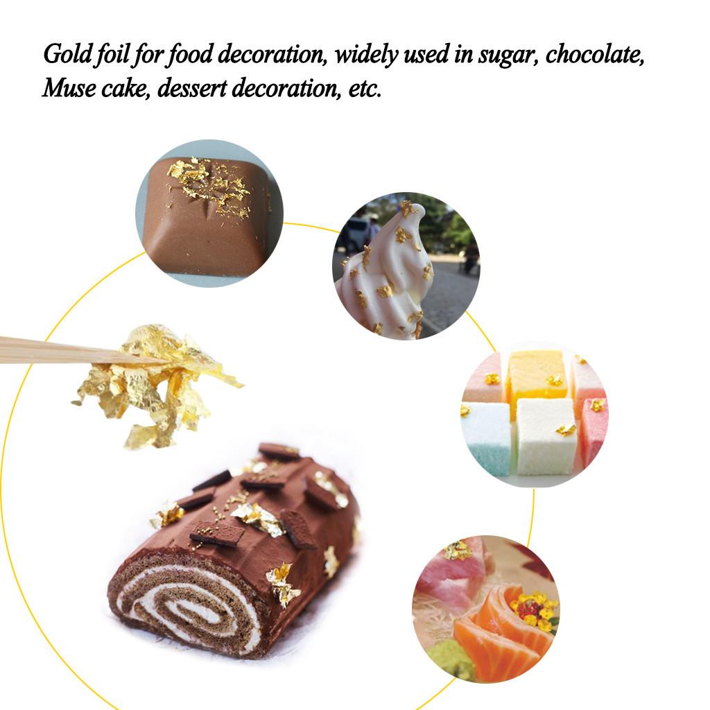 Multipurpose Gold Leaf Foil Sheets Perfect for Baking Pastry Decor and Daily Beauty Mask Care