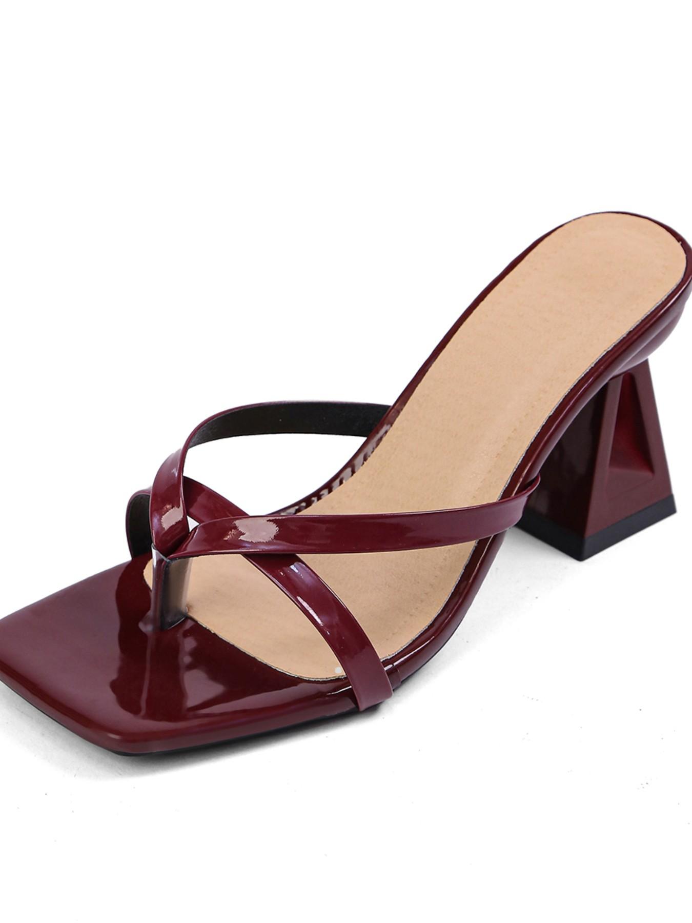This Season's Trendy Wine Heeled Mules, Stylish Footwear for Women, Perfect for Casual and Formal Occasions, Comfortable and Chic Design