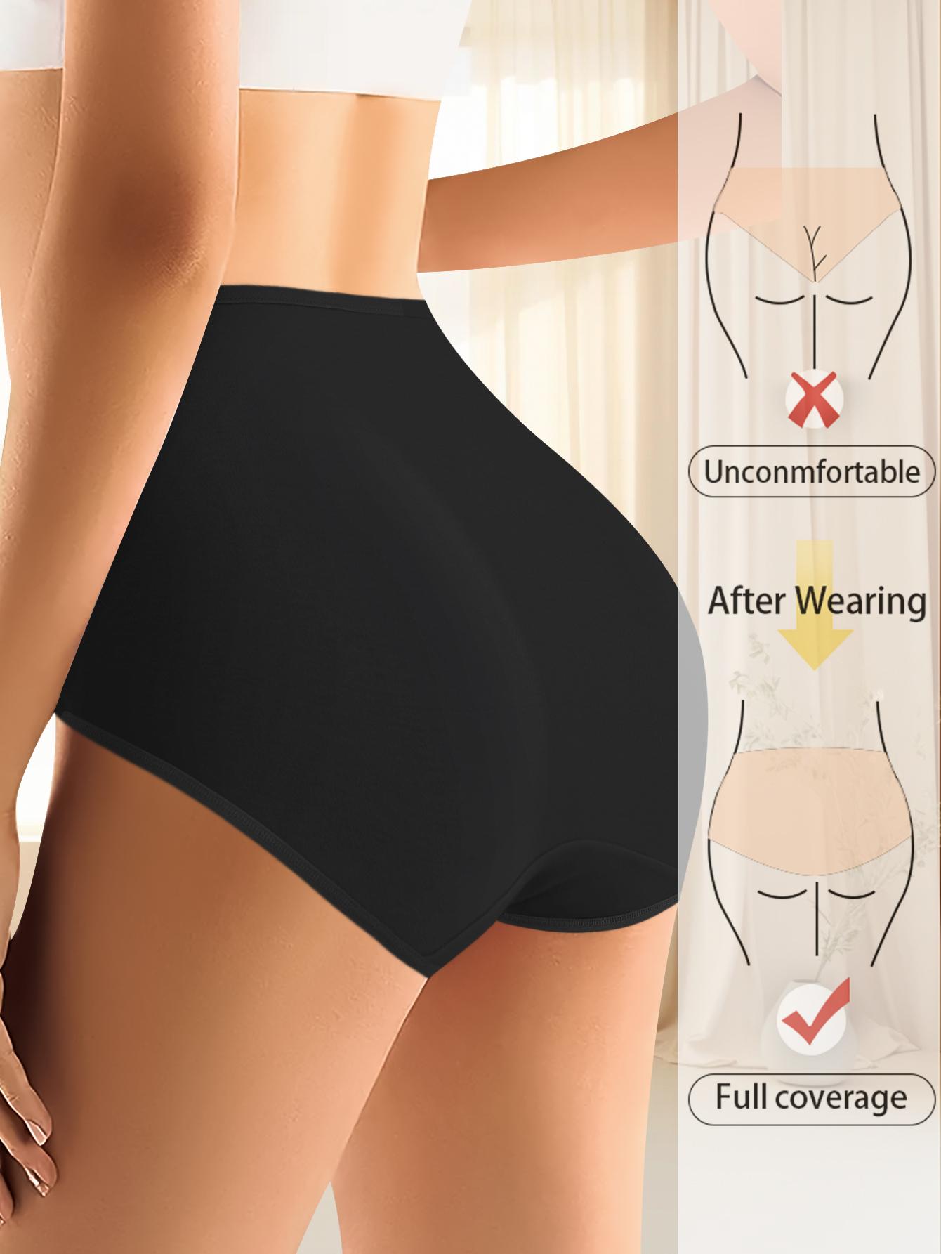 QUASTI 6 Pack High Waist Colorblocking Cotton Women's Briefs with Printed Design,High Elasticity Tummy Control Hip Lifting Elegant Underwear,Flower Power Panties,Soft Comfortable Womenswear Mixed Color,Fashionable Elegant Women's Panty,S-XXL