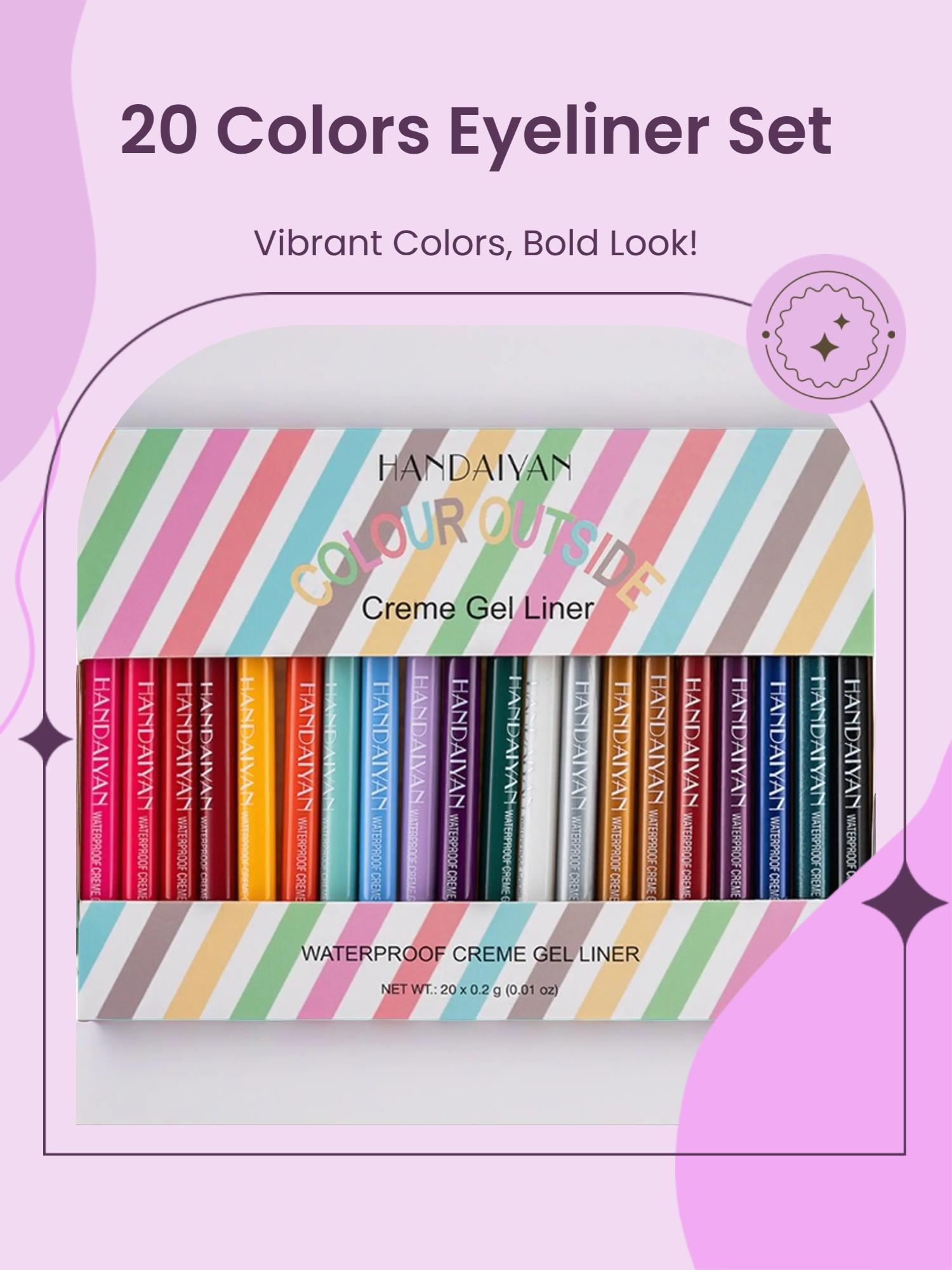 20 Color Eyeliner Pencil Set Quick-Dry Waterproof Long-Lasting Smudgeproof Creme Gel Liner Eye Liner Gel Pen 20 Pieces, Makeup Essential