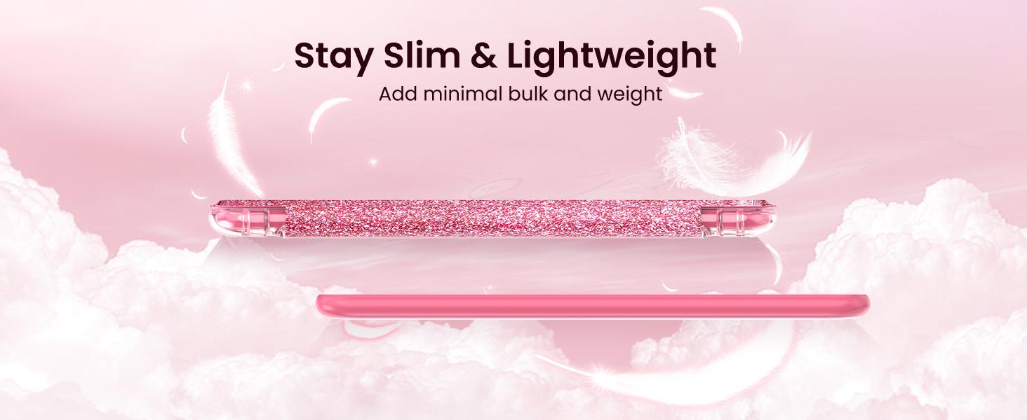 MoKo Case for All-New 7" Kindle Paperwhite 12th Gen 2024 & Kindle Colorsoft 2024/2025,Glitter Clear Kindle Case, Flexible Clear Soft TPU Back Cover Light Shell with Auto Wake/Sleep, Glitter Pink