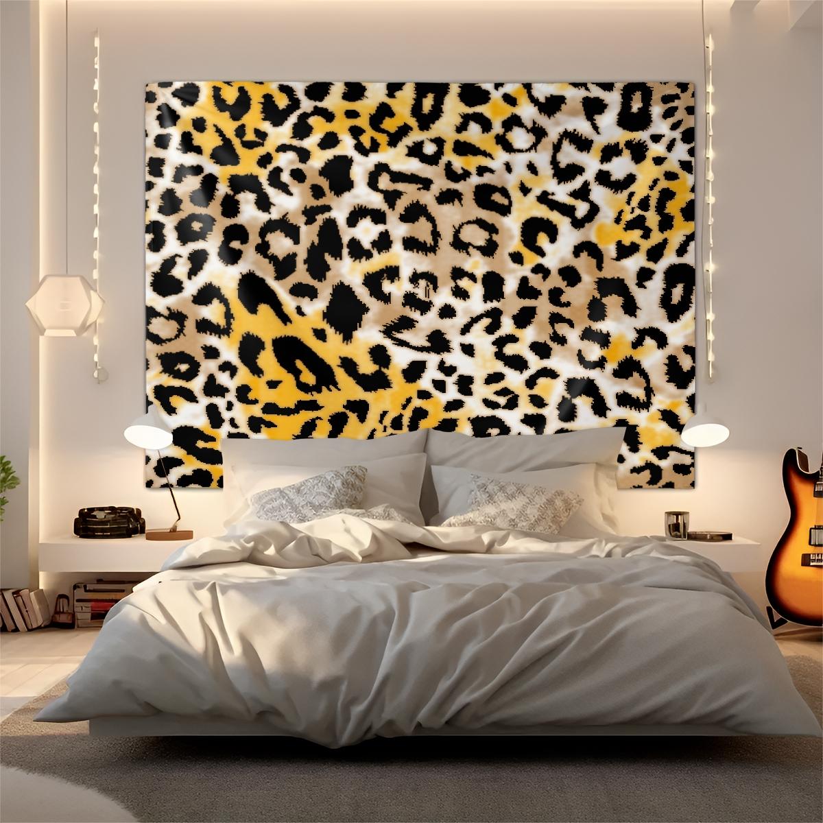 Wild Texture Leopard Print Tapestry, Premium Flannel with Great Drape,  Nails Trendy Vibes as Binge-Watching Backdrop or Accent Wall Decor, Ideal Gift