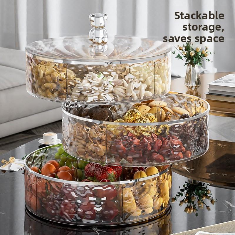 Sealed Divided Dried Fruit Tray, Light Luxury Snack Storage Box, Premium Fruit Plate for Home Coffee Table