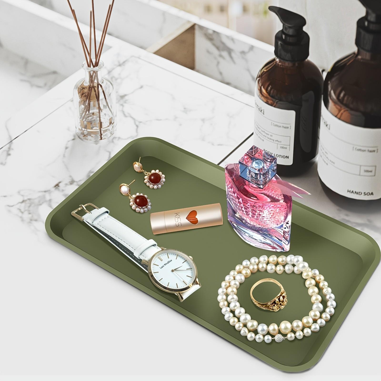Bathroom Vanity Tray ,Silicone Bathroom Trays for Counter, Perfume Key Trinket Ring Tray, Decor Soap Dispenser Countertop Tray for Kitchen Sink Organization,Countertop and Vanity Tray,Shatterproof Kitchen and Bathroom Trays , Perfume Key Tray