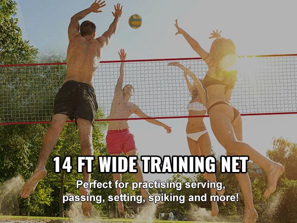 fathersdaygift  VEVOR Freestanding Volleyball Training Net for Indoor or Outdoor Use, Adjustable Height Portable Net System with Carrying Bag, Professional Volleyball Practice Trainer for Hitting or Serving Drills
