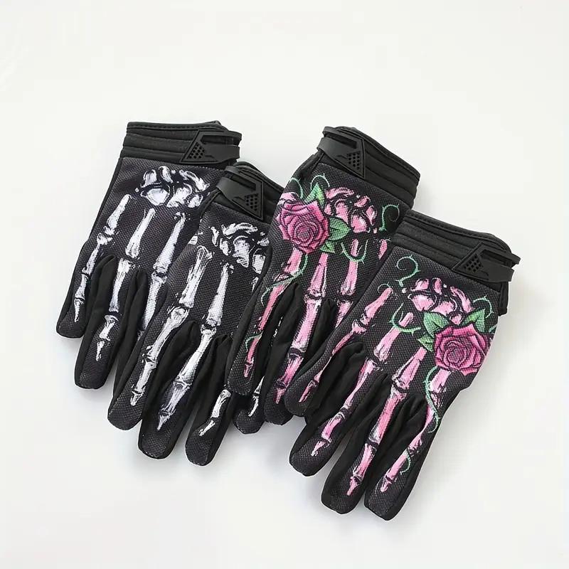 Joker Touchscreen Non-Slip Skeleton Gloves for Men and Women - Dirt Bike, Mountain Bike, and Riding - Breathable Design with Skeleton Pattern, accessories, Motorcycle Gear, Racing