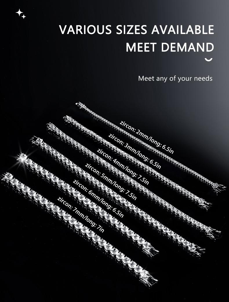 [5A+ Cubic Zirconia] GEMSME Copper 2-6MM Round Cut Waterproof Tennis Bracelet Tennis Anklet Tennis chain for Men Woman Classic Couple Barcelets Anniversary Birthday Engagement Gift High Quality Unisex Hiphop Style