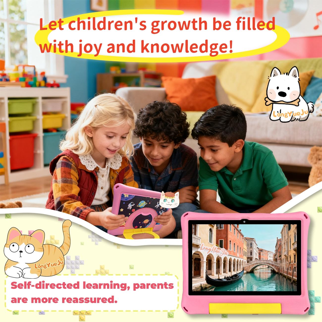 10.1-inch, Smart Android Tablet, Android eight core processor, installed educational software with parental control, time management, suitable for family use, Christmas and Halloween gifts, gifts for boys and girls, no adapter