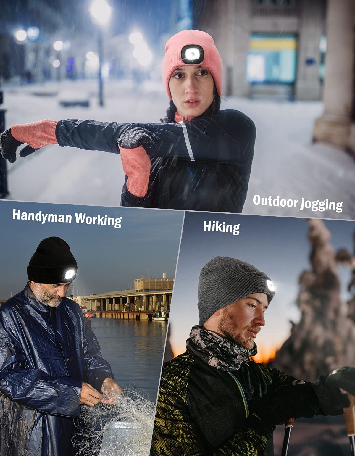 Christmas FOR-Unisex  with The Gifts for Men Dad USB Rechargeable Caps Valentine's Day outdoor  Unique Christmas Birthday Gifts for Men Husband Teen warm beany Knit  Outdoor Activities cap cycling sport lightweight sweat Winter Practical