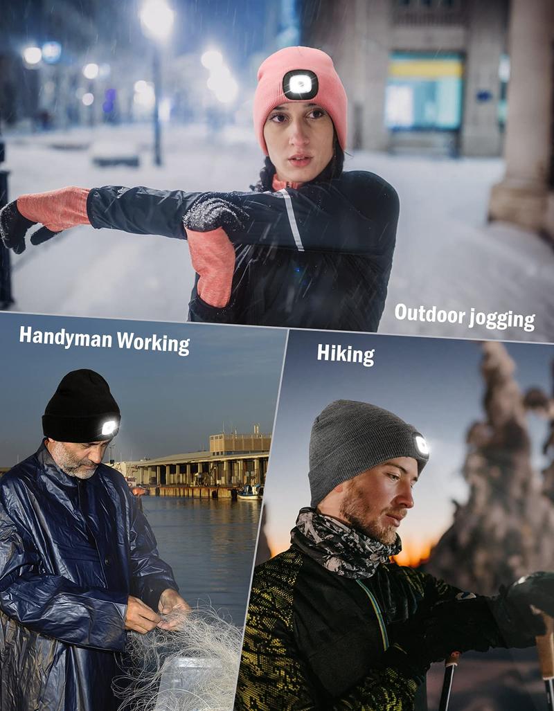 Christmas FOR-Unisex  with The Gifts for Men Dad USB Rechargeable Caps Valentine's Day outdoor  Unique Christmas Birthday Gifts for Men Husband Teen warm beany Knit  Outdoor Activities cap cycling sport lightweight sweat Winter Practical