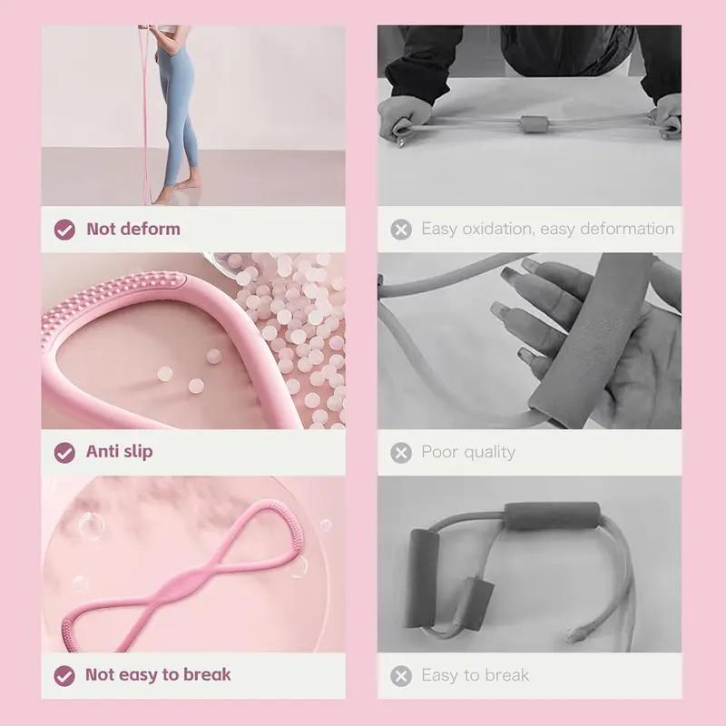 【LOL BOX】Figure 8 Resistance Silicone Tension Band with Handles for Women/Men, Fitness Band for Arm/Back/Chest/Shoulder/Legs/Yoga Stretching Exercise, Suitable for Home/Gym Workout