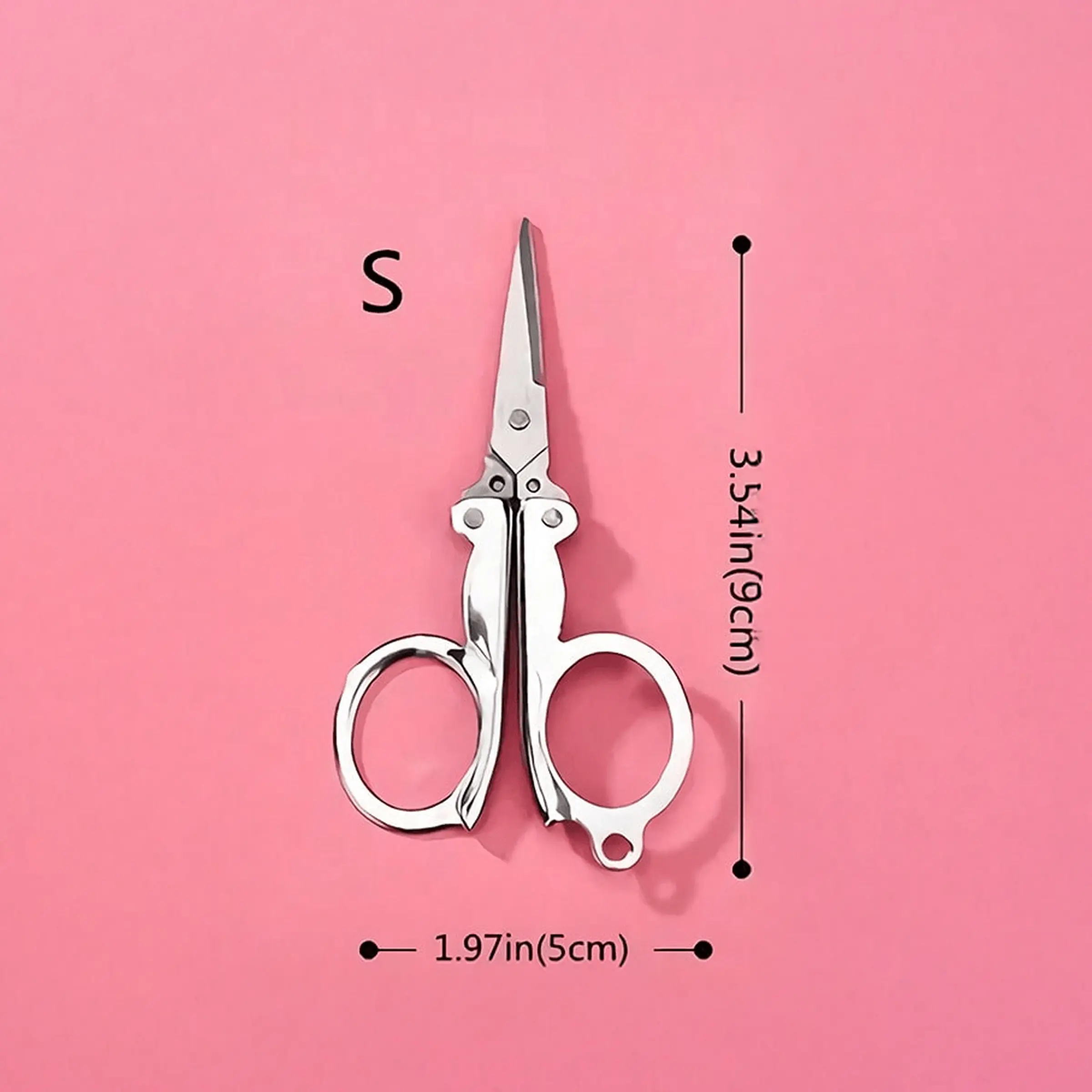 1pc Folding Scissors, Steel Small Scissors Pocket Portable, Foldable String In Key Ring Travel Scissors Mini Craft Knife, Paper Cutters, Cutting Supplies, Office Cutting Supply, Home Office, Office Gadgets