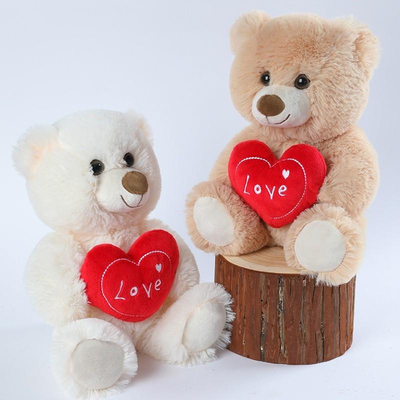 Love Teddy Bear with Heart, Soft Adorable Stuffed Plush Bear Doll Animal Toy, Perfect Gift for Her Girlfriend Mom Kids, Unisex Present