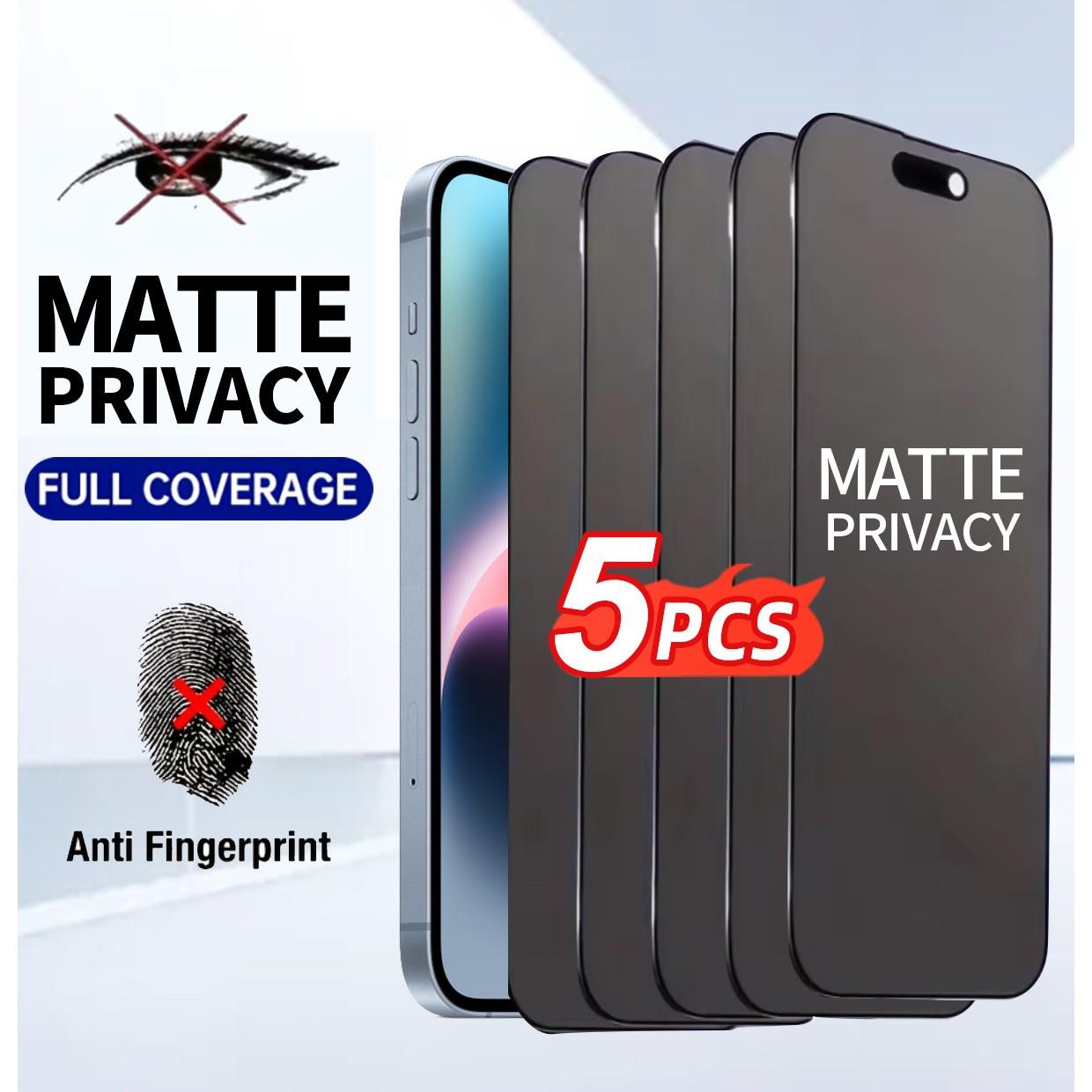 5 Piece Matte Privacy Tempered Glass Screen Protector, Compatible with iPhone 17 Pro Max/17 Air/17e/16 Pro Max/15 Pro Max, Full Coverage