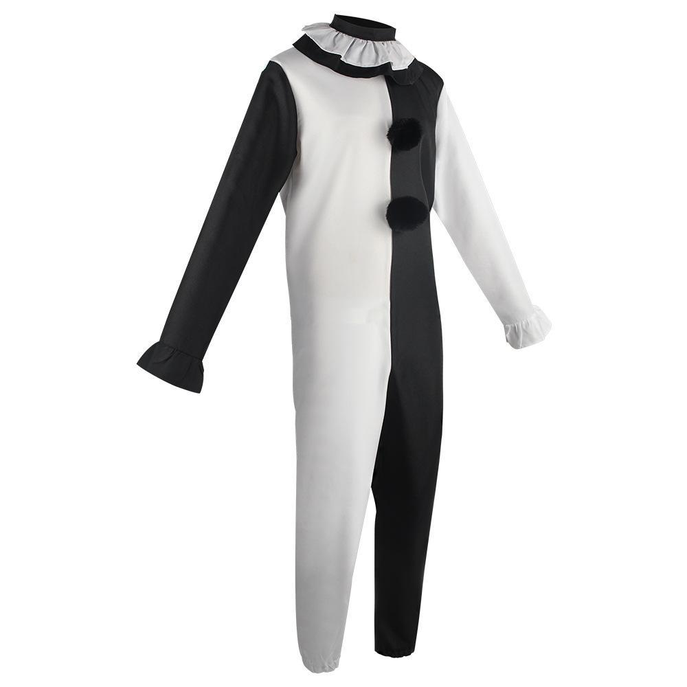 Terrifier Art the Clown Female Costume Full Set - Polyester Horror Cosplay Jumpsuit/Dress with Gloves, Black and White Halloween Party Outfit for Women, Size S with Mask, Accessories, Killer Clowns