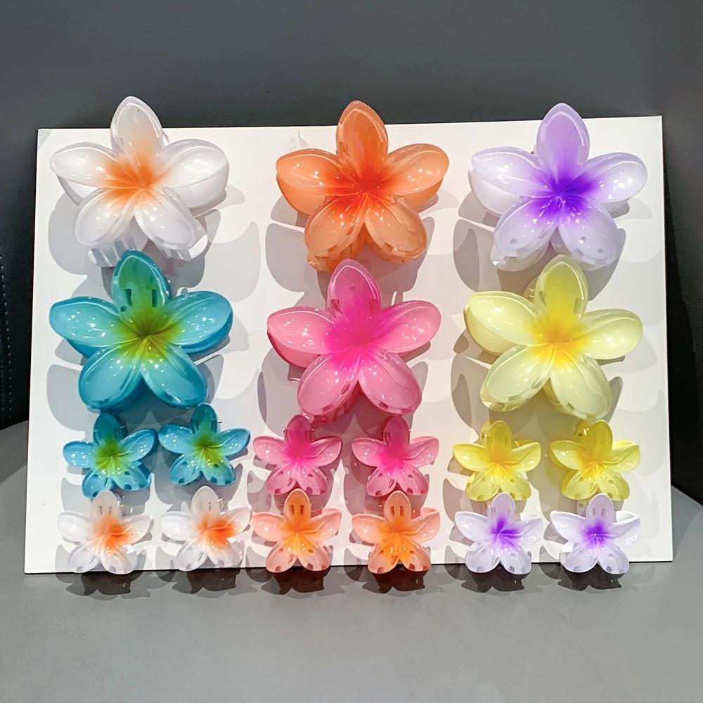 18Pcs Flower Hair Claw Clips – Gradient Color Shark Clips Hair Accessories Set