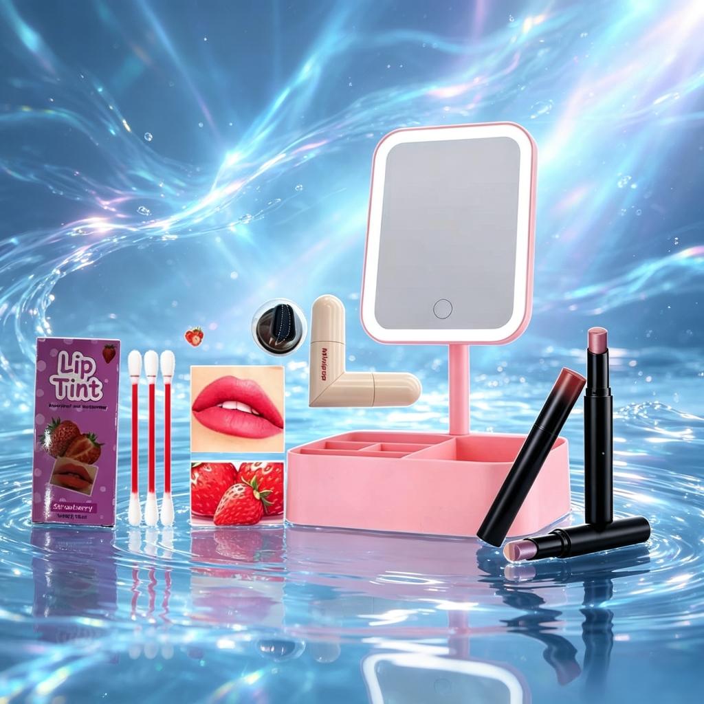 7-Piece Makeup Set, Includes Lipstick, Eyeliner, Eye Shadows, Mirror, Bag, Perfect for Romantic Occasions, Birthday Gift for Friends and Mom