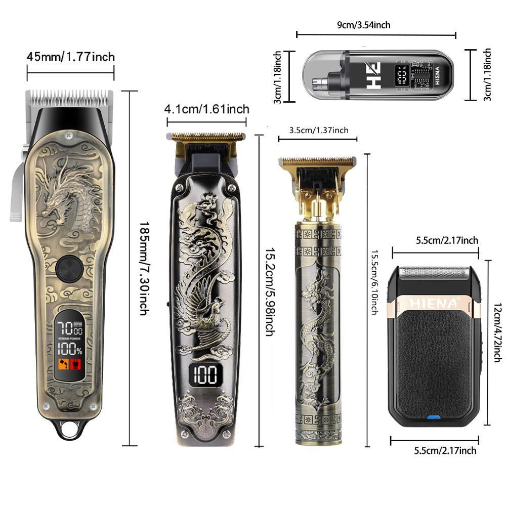 Dragon Year Limited Edition Rechargeable Hair Clipper Kit – Vintage Dragon Engraved Design, Full Grooming Kit, Ideal for Home & Barber Use, Perfect Gift for Dad