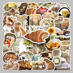 50pcs leisure afternoon cartoon literary trend decorative stickers glass suitcases refrigerator personality waterproof stickers