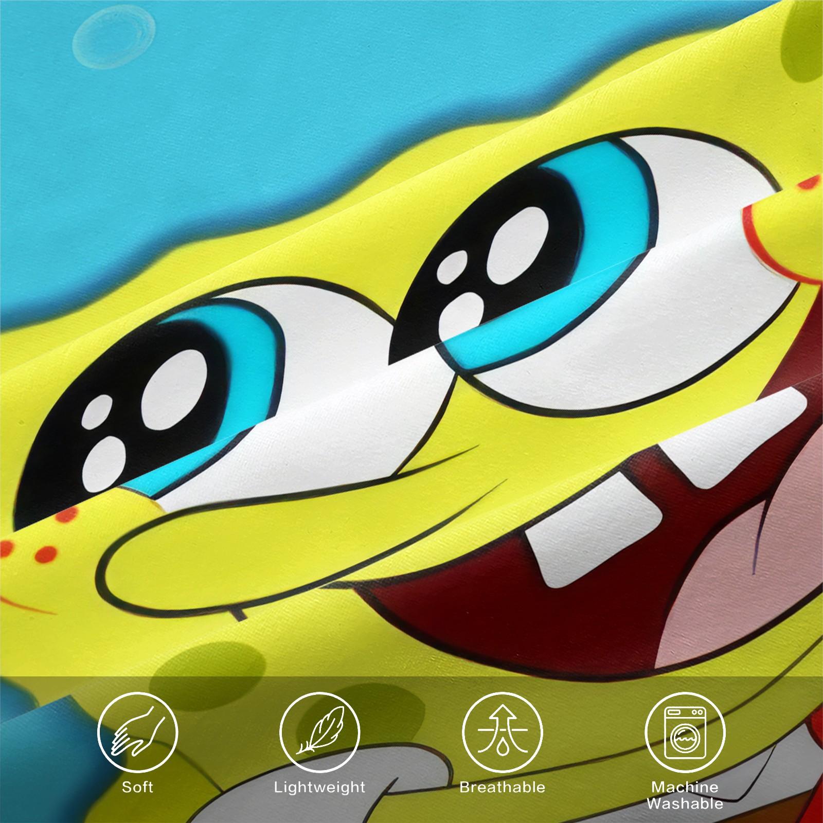 3 Piece Spongebob Pattern Fitted Sheet Set, Soft And Durable Bedding Set Includes 1 Piece Flat Sheet And 2 Pieces Pillowcases, Daily Holiday Birthday Gift Bedroom Decorations For Kids And Adults