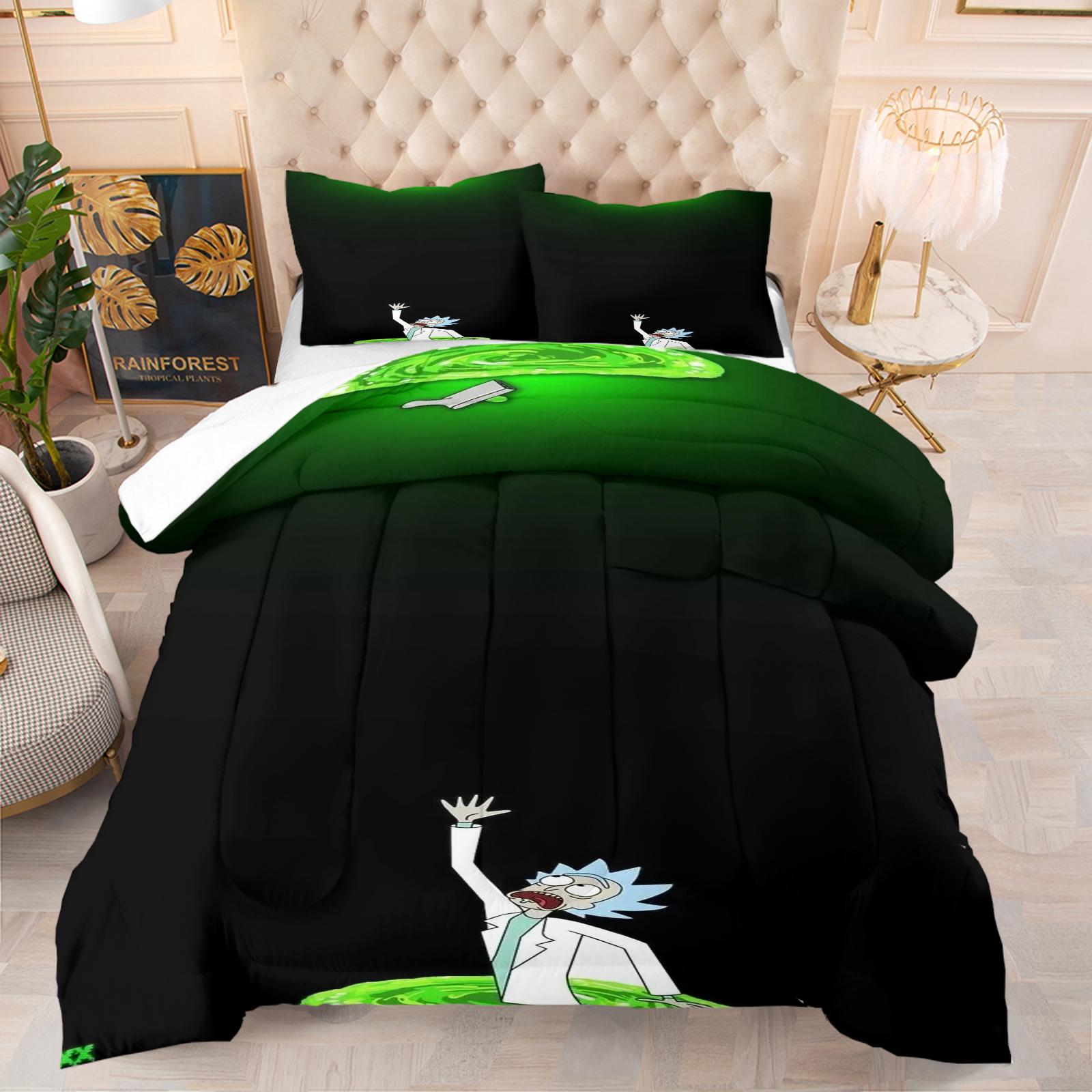 Rick and Morty Soft Bedding Sets, Soft Comfortable Durable, Includes 1 Blanket and 1 or 2 Pillowcases Without Pillows, Kids and Teens Bedroom Gift