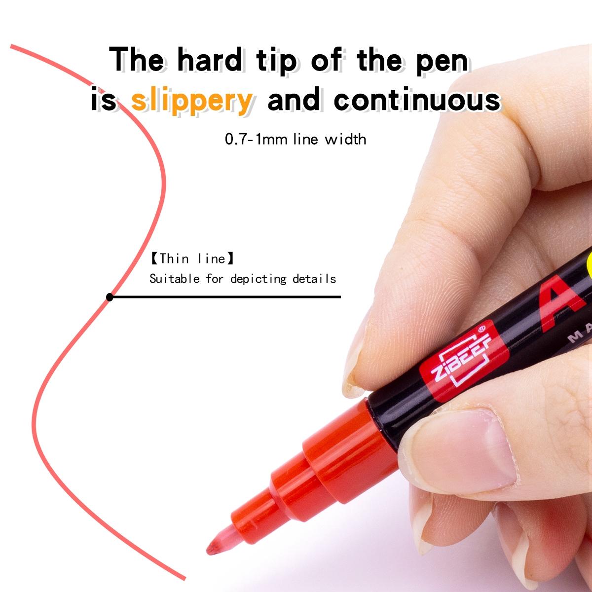 Acrylic Paint Marker Set, 16pcs/set Fine Tip Acrylic Paint Pen, Waterproof & High Saturation Paint Marker for Wood, metallic, Plastic, Canvas, Fabric, Glass, Ceramic, Acrylic Drawing Markers